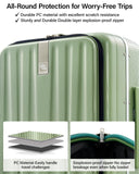 Hanke 26 Inch Large checked Luggage PC Hard Shell luggage Top Opening Aluminum Frame Travel Luggage Suitcases with Wheels for Woman Men.(Bamboo Green)