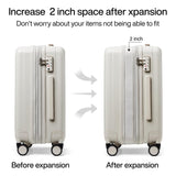 Hanke 29 Inch Expandable Checked Luggage Lightweight PC Hard Shell Luggage Suitcases with Wheels Travel Luggage Rolling Large Suitcase Travel Luggage Bag for Study Abroad.(Ivory White)