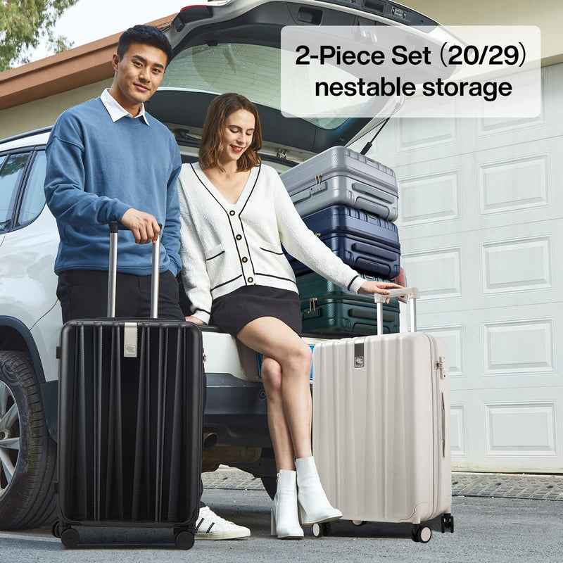 Hanke 29 Inch Luggage Suitcases With Spinner Wheels Lightweight PC hardside Rolling Suitcase With Travel Lock, Checked - Large 29 - Inch Christmas Gifts for Birthday(Ivory White)