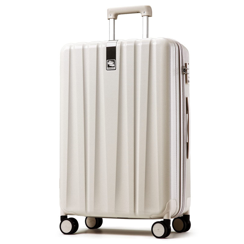 Hanke 29 Inch Luggage Suitcases With Spinner Wheels Lightweight PC hardside Rolling Suitcase With Travel Lock, Checked - Large 29 - Inch Christmas Gifts for Birthday(Ivory White)