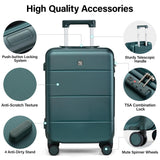 Hanke 3 Piece Luggage Sets with Spinner Wheels, Carry On Luggage Lightweight PC Hard Shell Suitcases Travel TSA Luggage Rolling Checked Bag 20/24/28 Inch Luggage(Blackish Green)