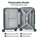 Hanke 3 Piece Luggage Sets with Spinner Wheels, Carry On Luggage Lightweight PC Hard Shell Suitcases Travel TSA Luggage Rolling Checked Bag 20/24/28 Inch Luggage(Blackish Green)
