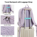 Hanke 30L Travel Backpack for Women, Expandable Carry On Backpack for Airplanes, Personal Item Travel Bag Fits 15.6 Inch,Water Resistant Weekender Daypack, Taro Purple