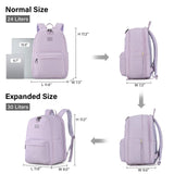 Hanke 30L Travel Backpack for Women, Expandable Carry On Backpack for Airplanes, Personal Item Travel Bag Fits 15.6 Inch,Water Resistant Weekender Daypack, Taro Purple