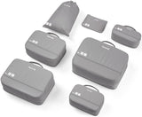 Hanke 7 Set Compression Packing Cubes for Travel, Expandable Large Packing Cubes for Suitcases and Backpack, Luggage Packing Organizer Bags with Double Zipper as Travel Essentials,Light Grey