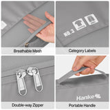 Hanke 7 Set Compression Packing Cubes for Travel, Expandable Large Packing Cubes for Suitcases and Backpack, Luggage Packing Organizer Bags with Double Zipper as Travel Essentials,Light Grey