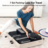 Hanke 7 Set Compression Packing Cubes for Travel, Expandable Large Packing Cubes for Suitcases and Backpack, Luggage Packing Organizer Bags with Double Zipper as Travel Essentials,Black