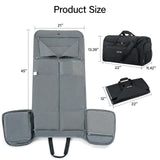 Hanke Carry on Garment Bags for Travel,Convertible Duffle Bag Luggage Bag Weekend Bag with Shoe Compartment,2 in 1 Hanging Suitcase Suit Bag for Men Women,Black