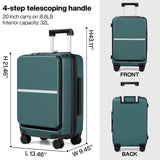 Hanke Carry On Luggage 22x14x9 Airline Approved - 20 Inch Durable PC Hard Shell Suitcase with Front Pocket, CarryOn Suitcase with Spinner Wheels, TSA Lock(Blackish Green, 32L)