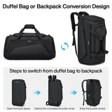 Hanke Carry On Luggage Airline Approved Duffle Bag for Travel, Multifunctional 3 In 1 Travel Duffel Bags for Traveling, 44L Weekender Overnight Gym Hiking Tote Bags for Men & Women.（Black）