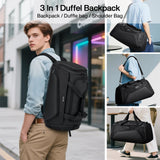 Hanke Carry On Luggage Airline Approved Duffle Bag for Travel, Multifunctional 3 In 1 Travel Duffel Bags for Traveling, 44L Weekender Overnight Gym Hiking Tote Bags for Men & Women.（Black）