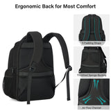 Hanke College Laptop Backpack Multi - Pocket, 18 - Inch Large Travel Backpack for Men Women, Water Resistant College Bookbag for 15.6 Inch Laptop, Casual Daily Personal Item Size Airline Approved,Black