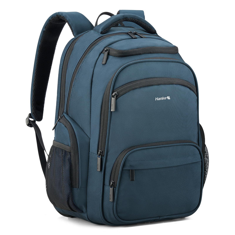 Hanke College Laptop Backpack Multi - Pocket, 18 - Inch Large Travel Backpack for Men Women, Water Resistant College Bookbag for 15.6 Inch Laptop, Casual Daily Personal Item Airline Approved,Navy Blue