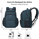 Hanke College Laptop Backpack Multi - Pocket, 18 - Inch Large Travel Backpack for Men Women, Water Resistant College Bookbag for 15.6 Inch Laptop, Casual Daily Personal Item Airline Approved,Navy Blue