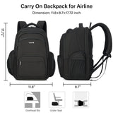 Hanke College Laptop Backpack Multi - Pocket, 18 - Inch Large Travel Backpack for Men Women, Water Resistant College Bookbag for 15.6 Inch Laptop, Casual Daily Personal Item Size Airline Approved,Black