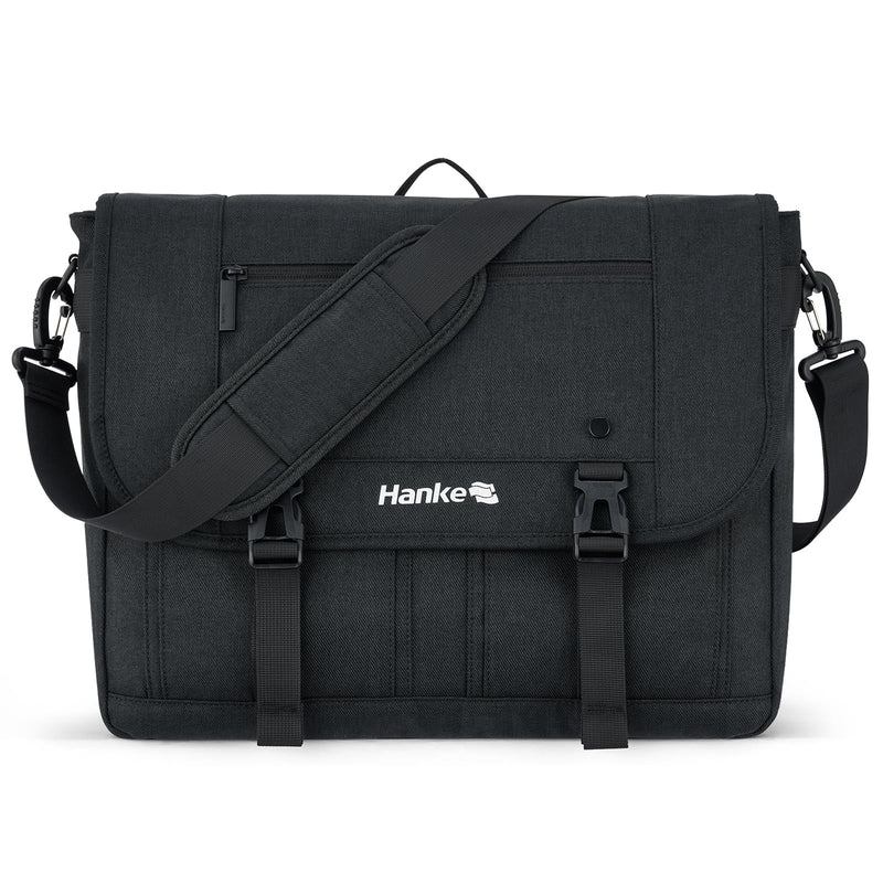 Hanke Durable Messenger Bag for Men with 15.6 Laptop Case, Business Cross Body Bag Briefcase for Women,School or Work Tote Bag Large Messanger Bag.（Black）