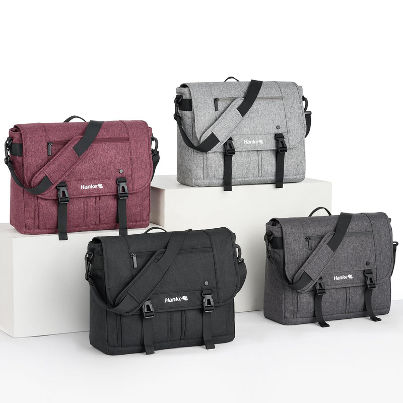 Hanke Durable Messenger Bag for Men with 15.6 Laptop Case, Business Cross Body Bag Briefcase for Women,School or Work Tote Bag Large Messanger Bag.（Black）