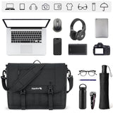 Hanke Durable Messenger Bag for Men with 15.6 Laptop Case, Business Cross Body Bag Briefcase for Women,School or Work Tote Bag Large Messanger Bag.（Black）