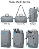 Hanke Expandable Carry On Luggage Bag,3 in 1 Duffle Bag for Travel,45L - 55L Weekender Overnight Bag with 15.6" Compartment for Women & Men (Grey)