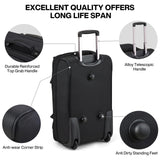 Hanke Expandable Carry On Luggage Suitcases with Wheels Foldable Duffle Bag for Travel Carry On suitcase Weekend Bag for Women Men（Black）