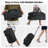 Hanke Expandable Carry On Luggage Suitcases with Wheels Foldable Duffle Bag for Travel Carry On suitcase Weekend Bag for Women Men（Black）