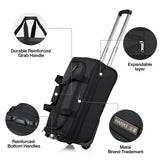 Hanke Expandable Carry On Luggage Suitcases with Wheels Foldable Duffle Bag for Travel Carry On suitcase Weekend Bag for Women Men（Black）