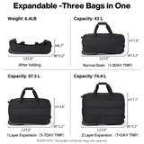 Hanke Expandable Carry On Luggage Suitcases with Wheels Foldable Duffle Bag for Travel Carry On suitcase Weekend Bag for Women Men（Black）