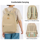 Hanke Expandable Laptop Backpack for Women and Men, 24L - 30L Travel Backpack, 15.6 Inch College Laptop Bookbag for School Work, Water Resistant Carry On Personal Item Bag, Khaki