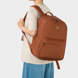 Hanke Expandable Laptop Backpack for Women and Men, 24L - 30L Travel Backpack, 15.6 Inch College Laptop Bookbag for School Work, Water Resistant Carry On Personal Item Bag, Caramel