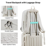 Hanke Expandable Laptop Backpack for Women and Men, 24L - 30L Travel Backpack, 15.6 Inch College Laptop Bookbag for School Work, Water Resistant Carry On Personal Item Bag, White