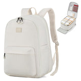 Hanke Expandable Laptop Backpack for Women and Men, 24L - 30L Travel Backpack, 15.6 Inch College Laptop Bookbag for School Work, Water Resistant Carry On Personal Item Bag, White