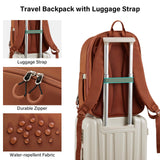 Hanke Expandable Laptop Backpack for Women and Men, 24L - 30L Travel Backpack, 15.6 Inch College Laptop Bookbag for School Work, Water Resistant Carry On Personal Item Bag, Caramel