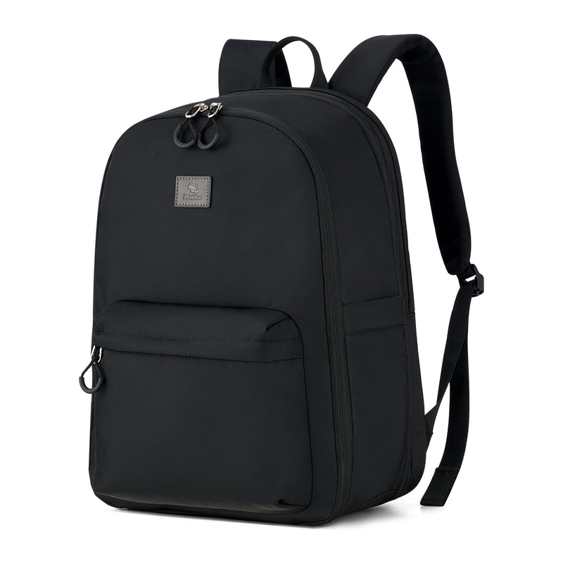 Hanke Expandable Laptop Backpack for Women and Men, 24L - 30L Travel Backpack, 15.6 Inch College Laptop Bookbag for School Work, Water Resistant Carry On Personal Item Bag, Black
