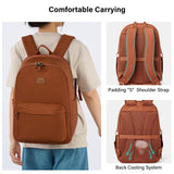 Hanke Expandable Laptop Backpack for Women and Men, 24L - 30L Travel Backpack, 15.6 Inch College Laptop Bookbag for School Work, Water Resistant Carry On Personal Item Bag, Caramel