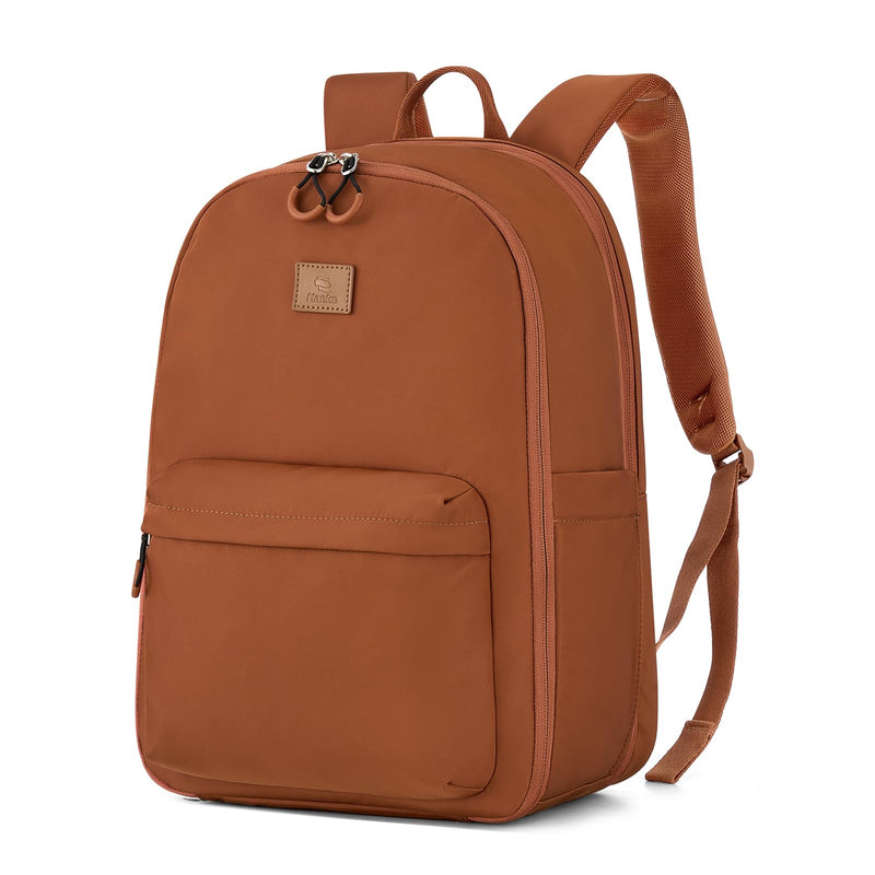 Hanke Expandable Laptop Backpack for Women and Men, 24L - 30L Travel Backpack, 15.6 Inch College Laptop Bookbag for School Work, Water Resistant Carry On Personal Item Bag, Caramel