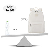 Hanke Expandable Laptop Backpack for Women and Men, 24L - 30L Travel Backpack, 15.6 Inch College Laptop Bookbag for School Work, Water Resistant Carry On Personal Item Bag, White