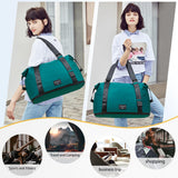 Hanke Expandable Tote Bag Foldable Duffle Bag for Travel Carry on Weekend Bag for Women with Adjustable Shoulder Strap Gym Bag for Men Garment Bag.（Jungle Green）