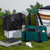Hanke Expandable Tote Bag Foldable Duffle Bag for Travel Carry on Weekend Bag for Women with Adjustable Shoulder Strap Gym Bag for Men Garment Bag.（Jungle Green）