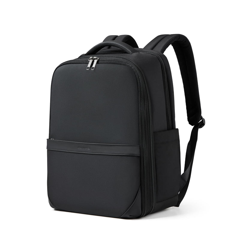 Hanke Expandable Travel Backpack 16 Inch, Full - Open Laptop Backpack Fits 15.6 Inch, Carry On Personal Item Bag with Luggage Strap, Business Work Backpack for Women Men, Black