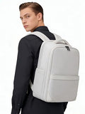 Hanke Expandable Travel Backpack 17 Inch, Full - Open Laptop Backpack Fits 15.6 Inch, Carry On Personal Item Bag with Luggage Strap, Business Work Backpack for Women Men, Light Grey