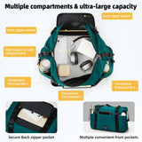Hanke Expandable Travel Tote Bag 39L, Foldable Duffle Bag for Travel, Carry On Weekend Bags for Women With Multiple Pockets（Jungle Green）