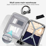 Hanke Grace Carry On Luggage with Wheels Airline Approved Hard Shell Suitcases with Front Pocket，Top Opening Luggage with TSA Lock for Short Business Travel，Dark Blue