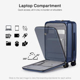 Hanke Grace Carry On Luggage with Wheels Airline Approved Hard Shell Suitcases with Front Pocket，Top Opening Luggage with TSA Lock for Short Business Travel，Dark Blue