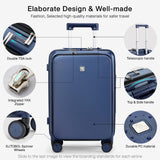 Hanke Grace Carry On Luggage with Wheels Airline Approved Hard Shell Suitcases with Front Pocket，Top Opening Luggage with TSA Lock for Short Business Travel，Dark Blue