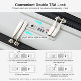 Hanke Grace Expandable Carry On Luggage with Wheels Airline Approved Hard Shell Suitcases with Front Pocket，Top Opening Luggage with TSA Lock for Short Business Travel, Smoke White.