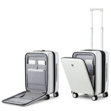 Hanke Grace Expandable Carry On Luggage with Wheels Airline Approved Hard Shell Suitcases with Front Pocket，Top Opening Luggage with TSA Lock for Short Business Travel, Smoke White.