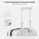Hanke Grace Expandable Carry On Luggage with Wheels Airline Approved Hard Shell Suitcases with Front Pocket，Top Opening Luggage with TSA Lock for Short Business Travel, Smoke White.
