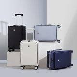 Hanke Grace Hard Shell Suitcases with Wheels,20 Inch Carry On Luggage Airline Approved with Aluminum Frame, Travel suitcase with Front Pocket Travel Luggage for Short Business Trips, Smoke White.