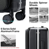 Hanke Grace Hard Shell Suitcases with Wheels,20 Inch Carry On Luggage Airline Approved with Aluminum Frame, Travel suitcase with Front Pocket Travel Luggage for Short Business Trips, Jet Black.