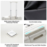 Hanke Grace Hard Shell Suitcases with Wheels,20 Inch Carry On Luggage Airline Approved with Aluminum Frame, Travel suitcase with Front Pocket Travel Luggage for Short Business Trips, Smoke White.